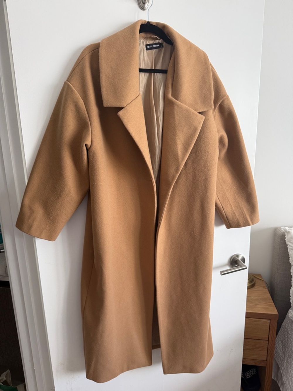 Camel Long Wool Blend Coat - PrettyLittleThing Classic Camel Color